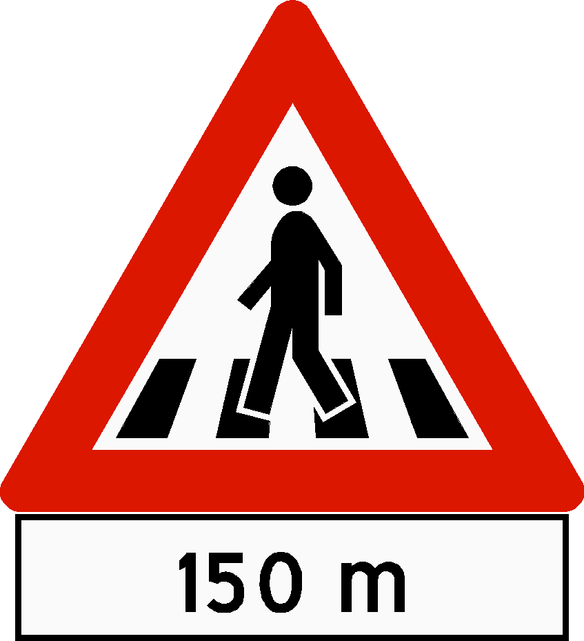 Pedestrian Crossing Sign150m Ahead PNG image