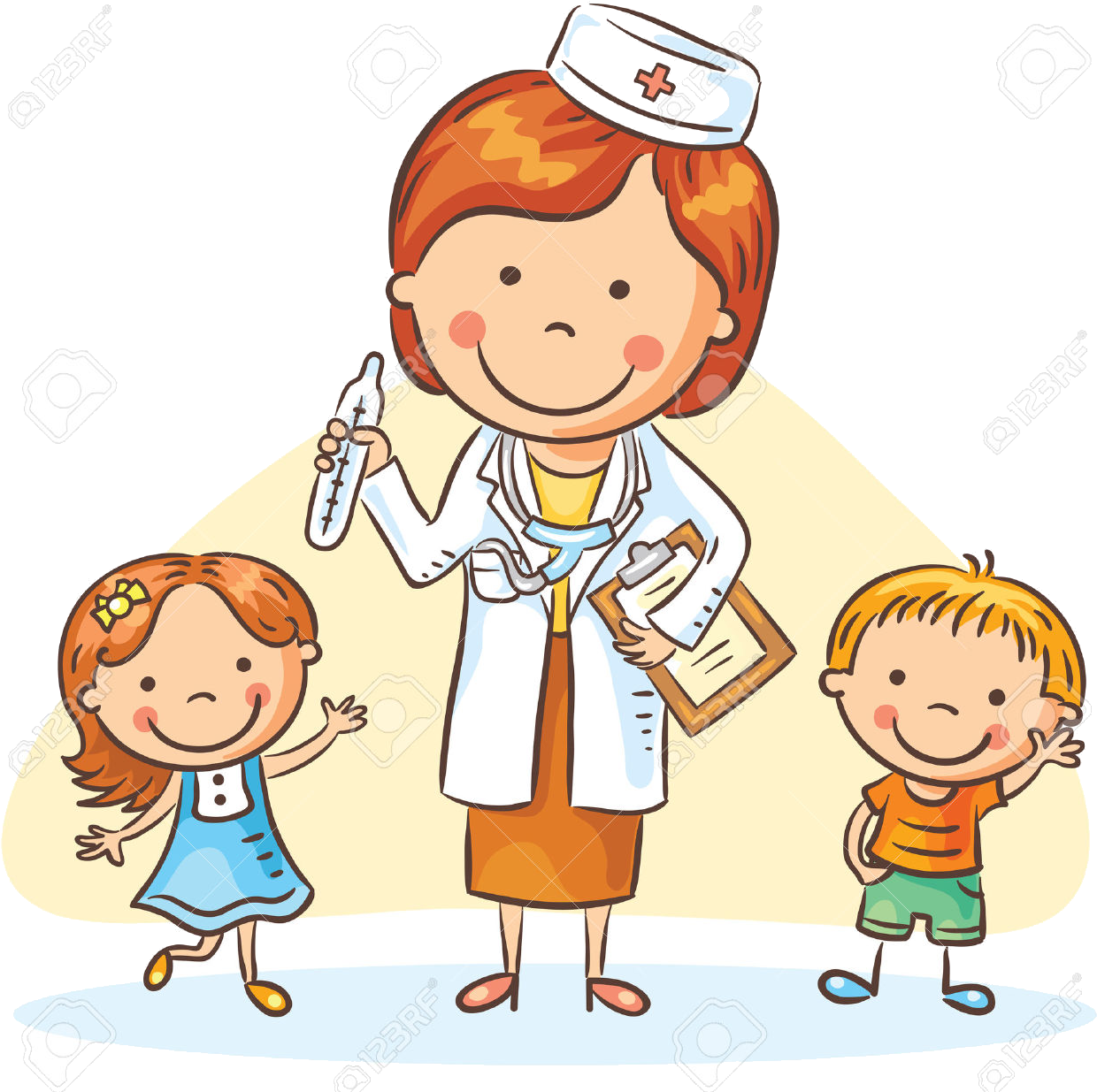 Pediatricianand Happy Children PNG image