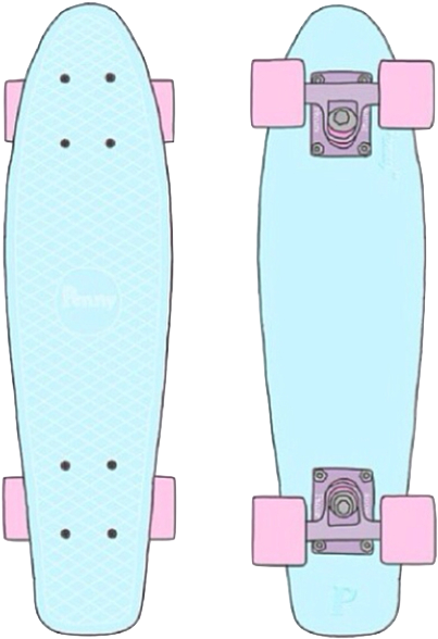 Penny Skateboard Blue Pink Wheels PNG image