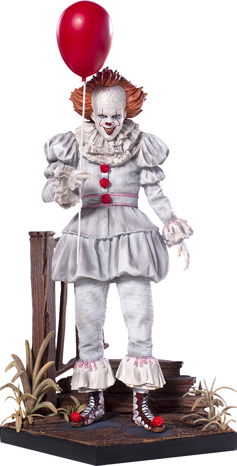 Pennywise Statuewith Red Balloon PNG image
