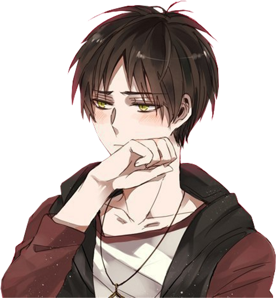 Pensive Anime Boy Artwork PNG image