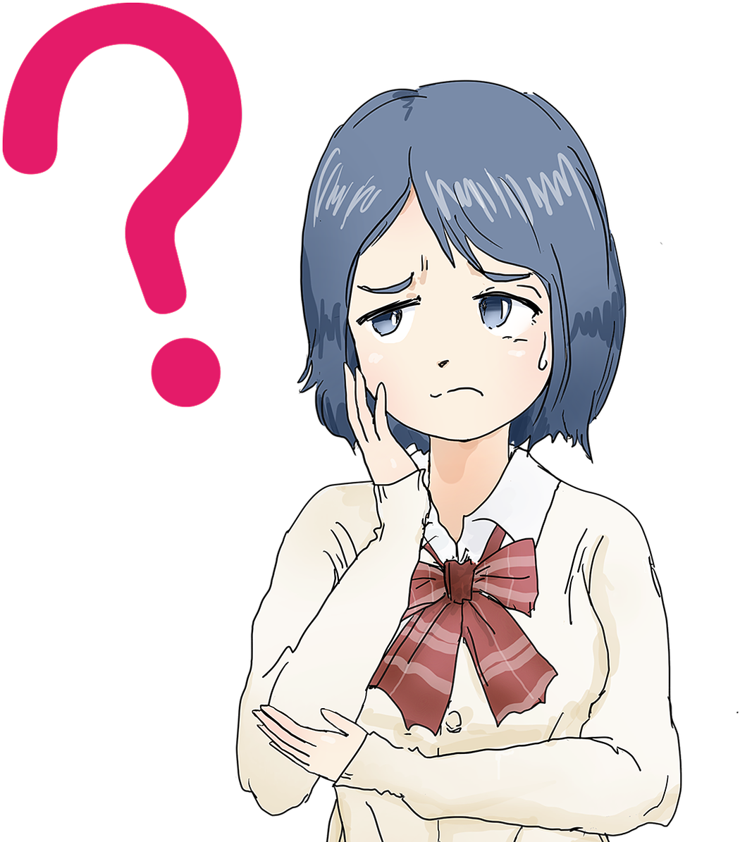 Pensive Anime Characterwith Question Mark PNG image