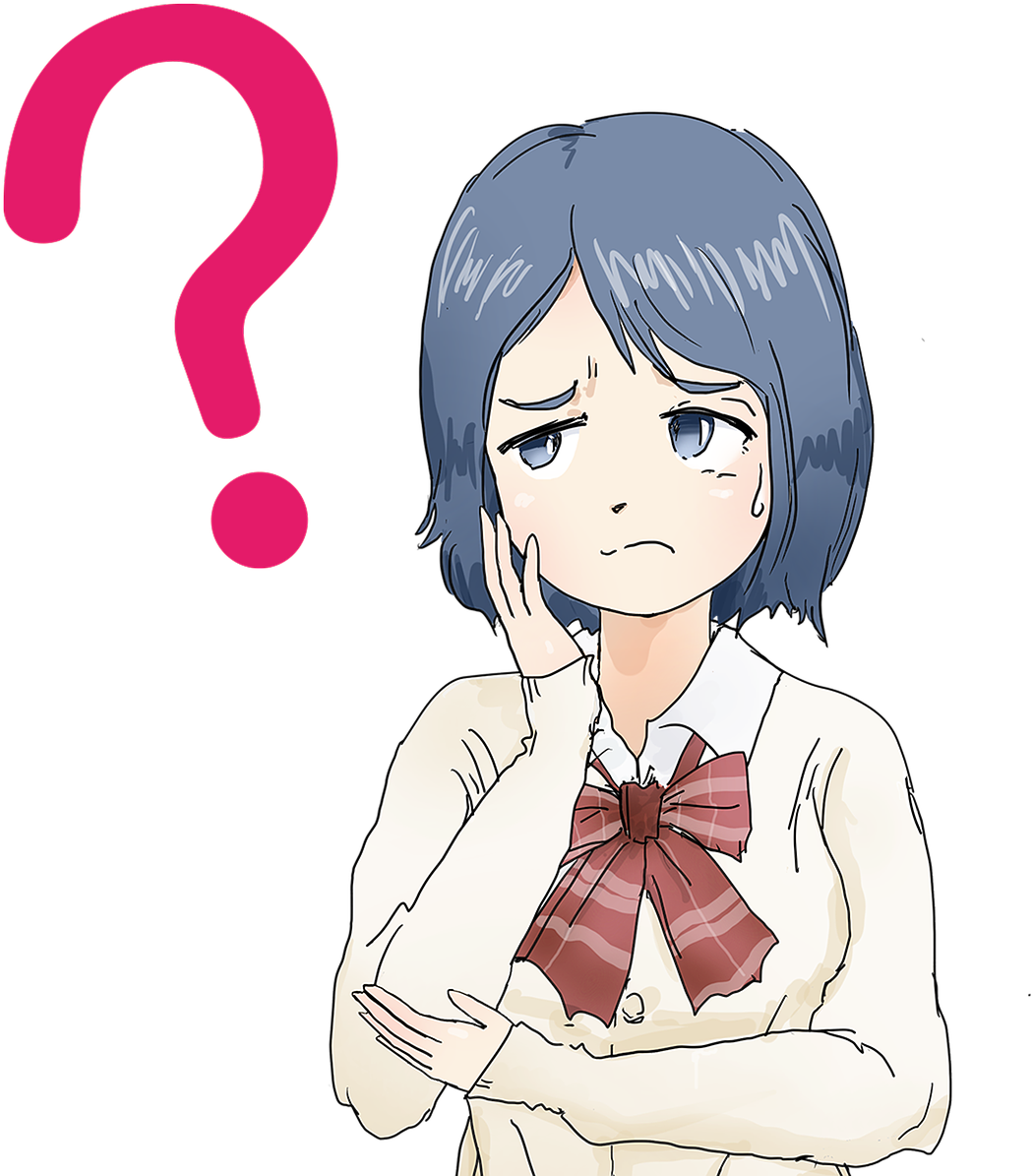 Pensive Anime Girlwith Question Mark PNG image