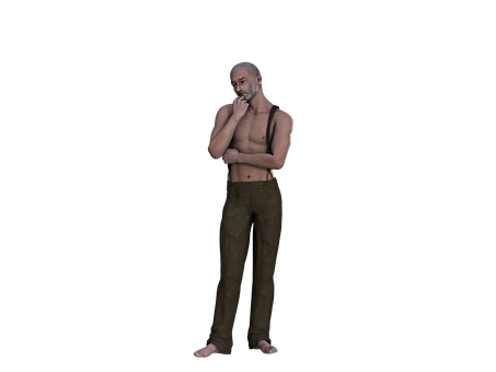 Pensive_ Man_3 D_ Render PNG image