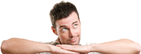 Pensive Man Resting Chin On Hands PNG image