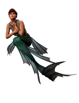 Pensive Mermaid Digital Art PNG image