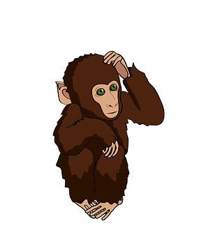 Pensive Monkey Cartoon PNG image