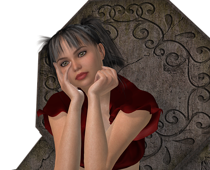 Pensive3 D Rendered Woman PNG image