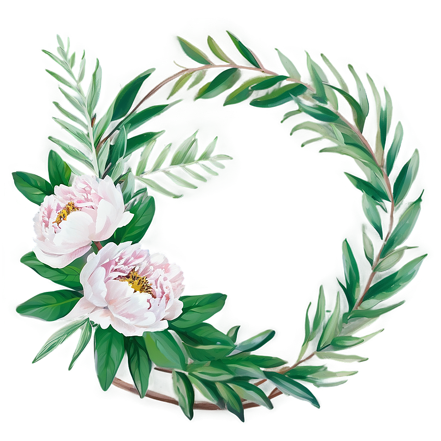 Peony And Greenery Wreath Png 05242024 PNG image