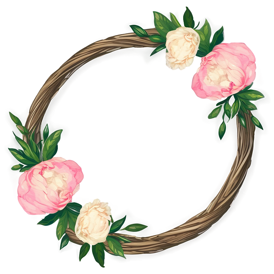 Peony And Greenery Wreath Png Muj61 PNG image