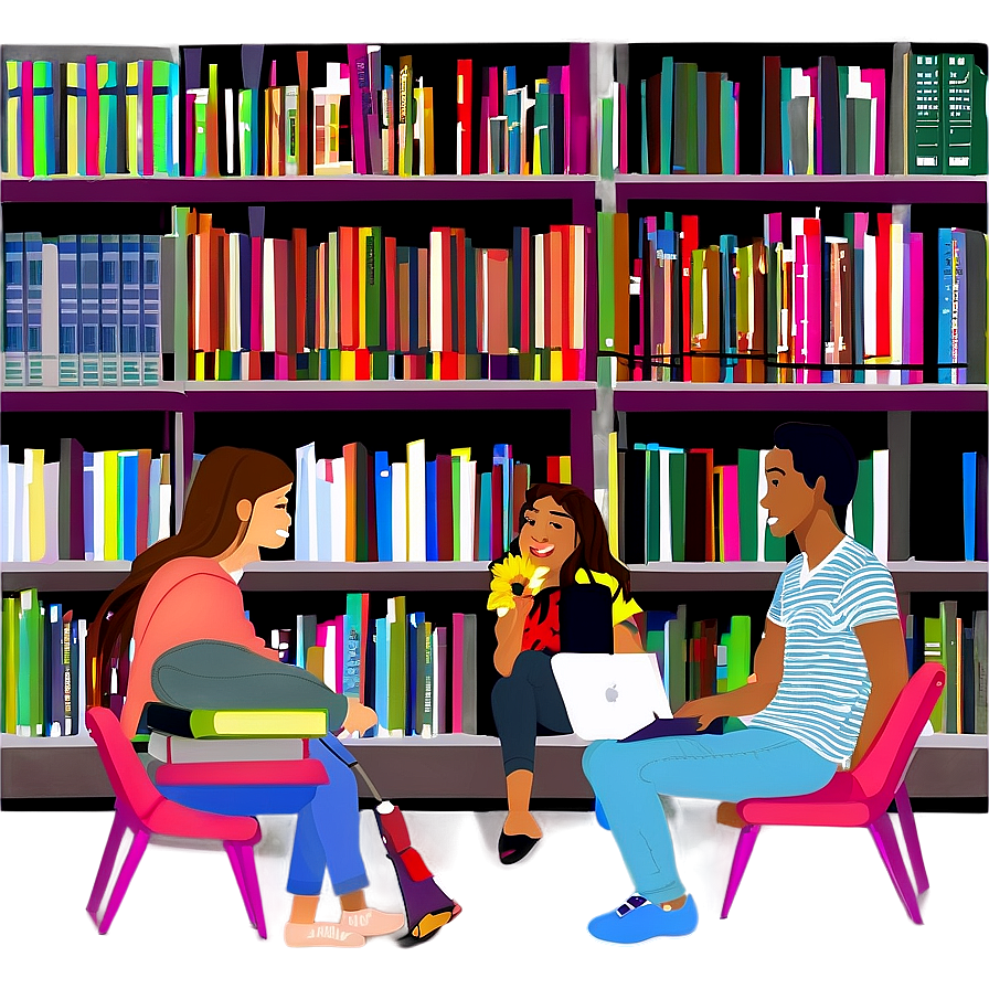 People Sitting In Library Png 05252024 PNG image