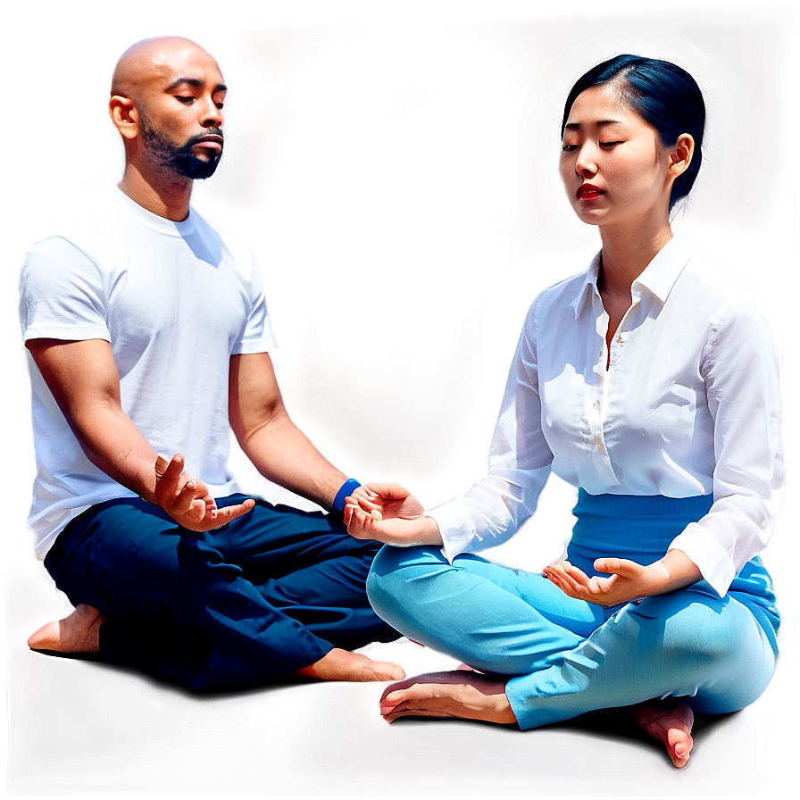 People Sitting In Meditation Pose Png Htf PNG image