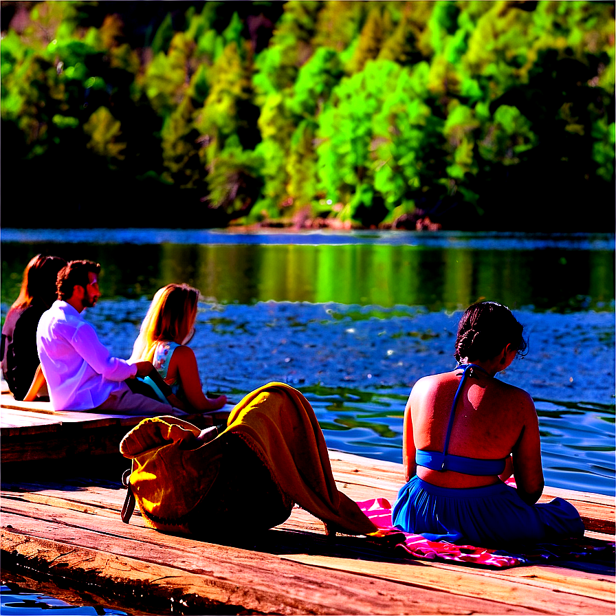 People Sitting On Dock Png 05252024 PNG image