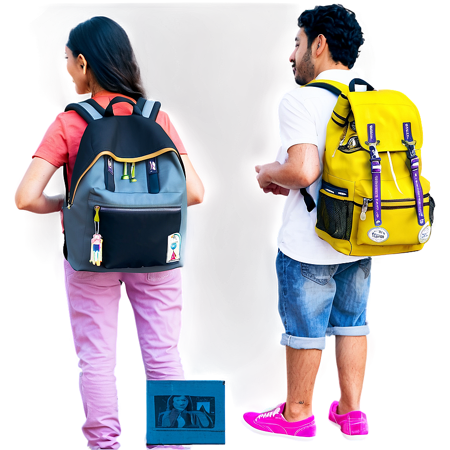 People Standing With Backpacks Png Wyl PNG image