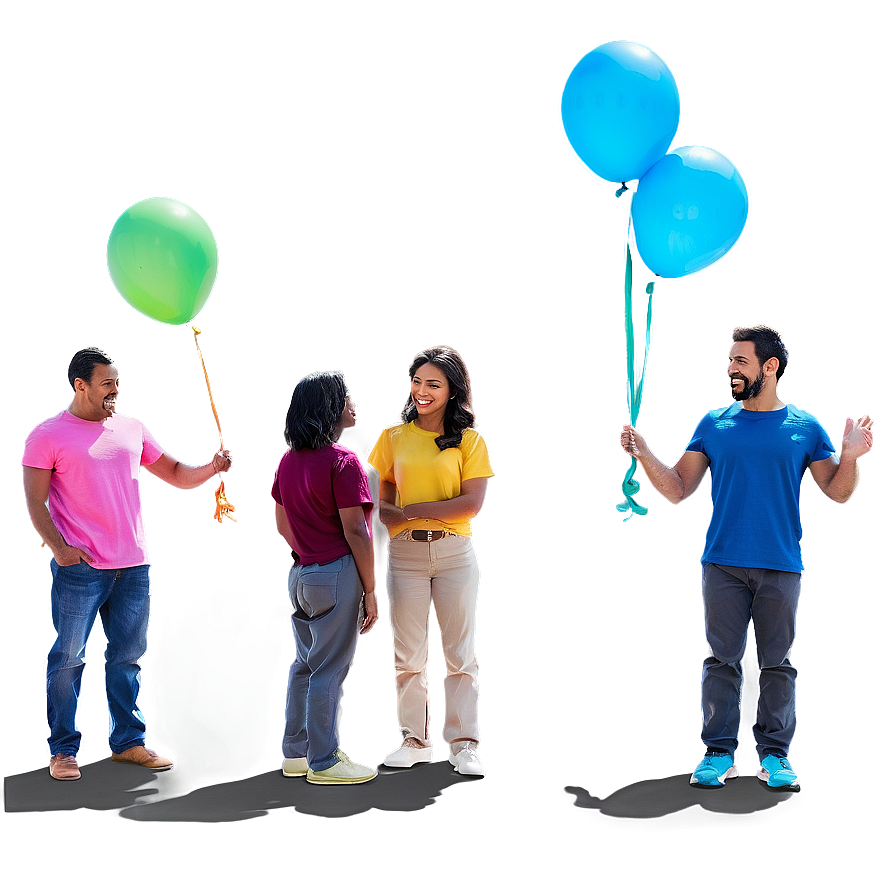 People Standing With Balloons Png Uxn PNG image