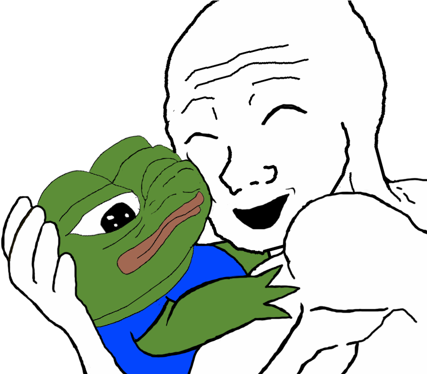 Pepethe Frog Comfortedby Wojak PNG image