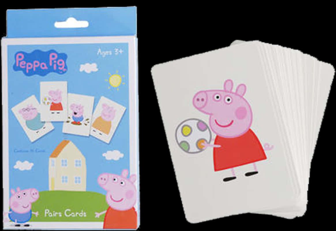 Peppa Pig Pairs Card Game Packagingand Cards PNG image