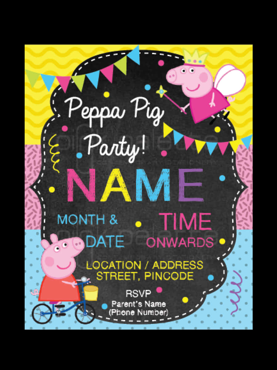 Peppa Pig Party Invitation Template PNG image