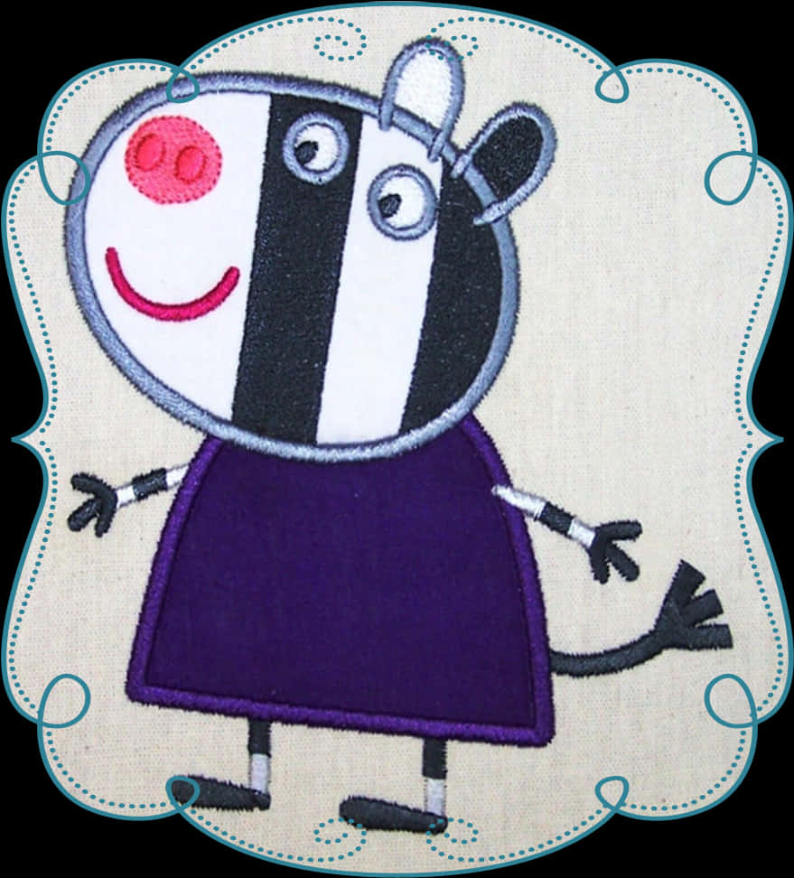 Peppa Pig Zoe Zebra Embroidered Design PNG image