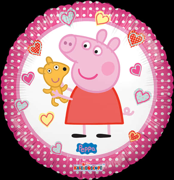 Peppa Pigand Teddy Balloon Design PNG image