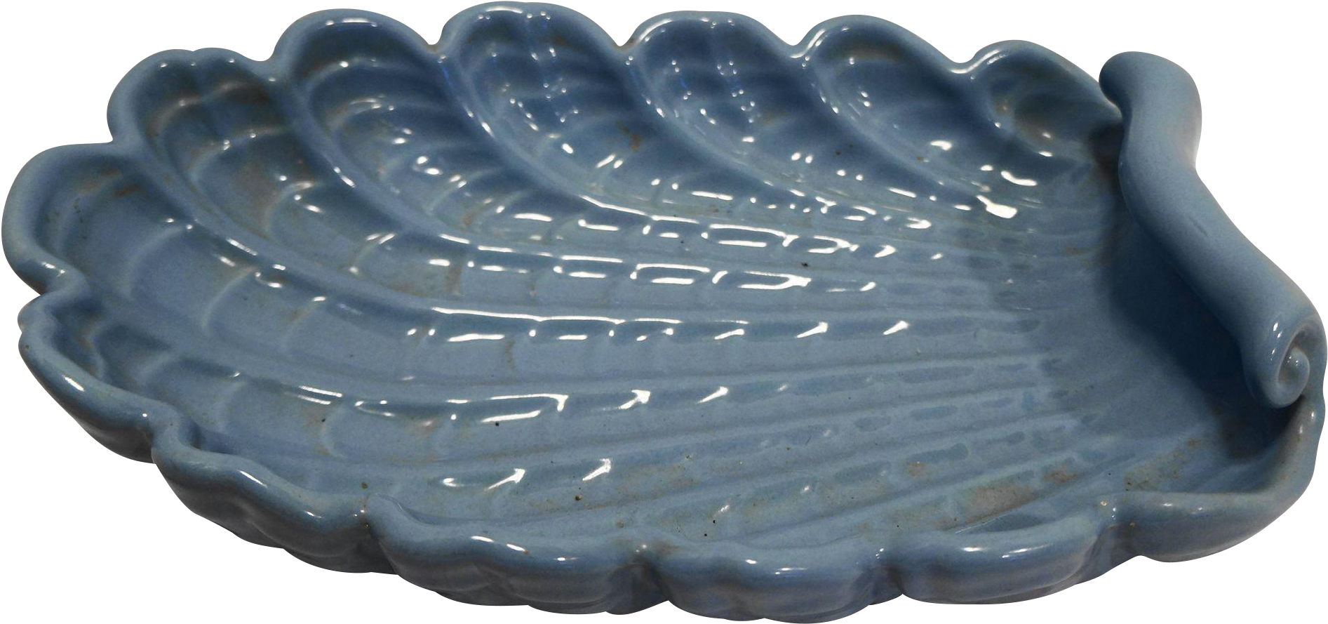 Periwinkle Blue Ceramic Shell Dish PNG image