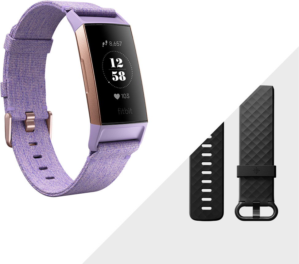 Periwinkle Fitbit Smartwatchand Straps PNG image