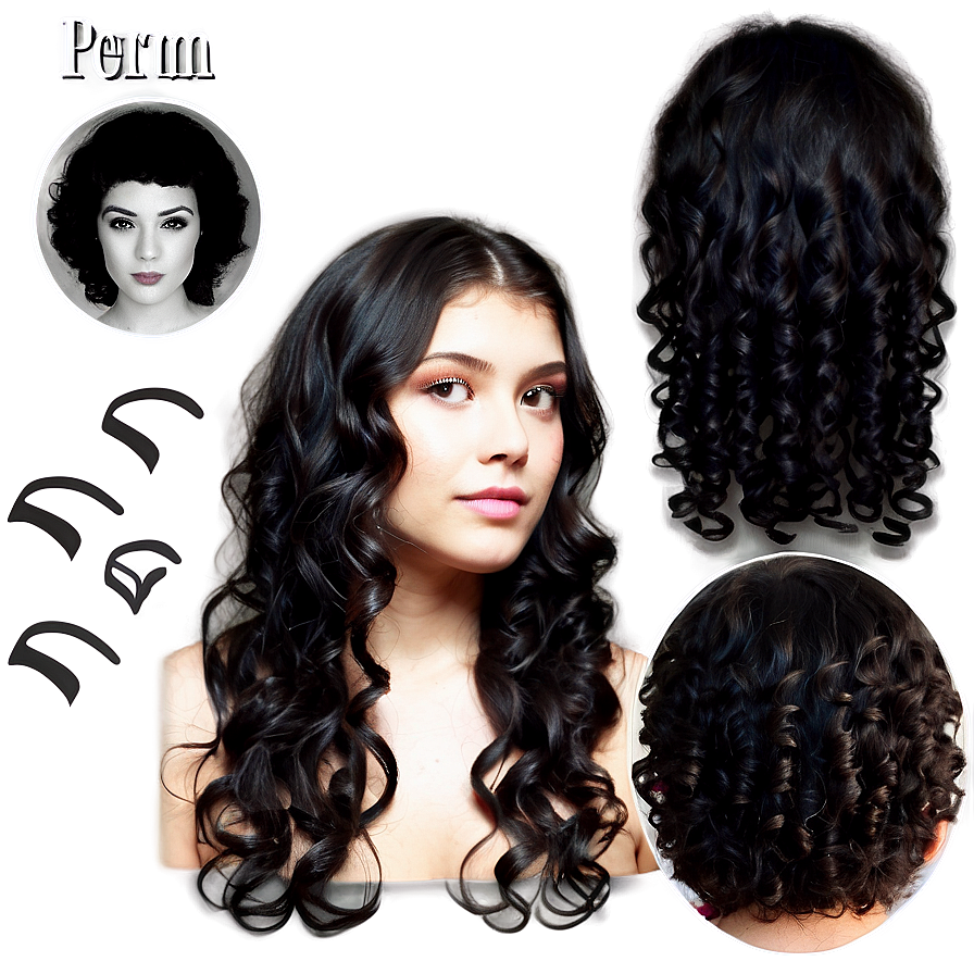 Perm Hairstyle Transformation Png 06272024 PNG image