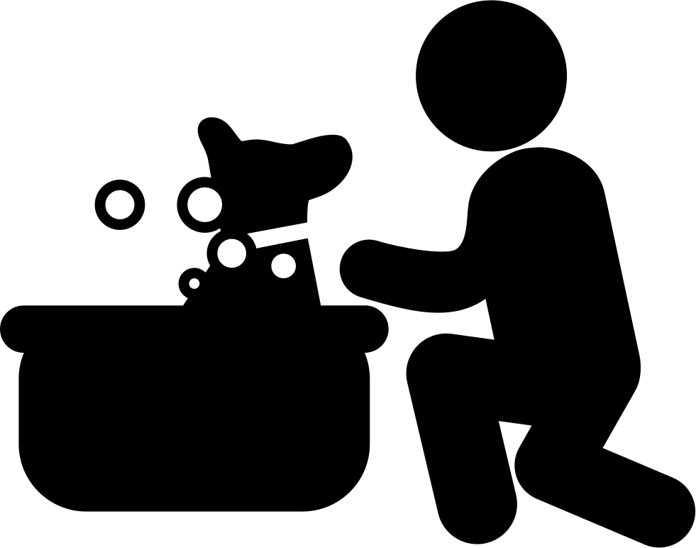 Person Giving Dog Bath Silhouette PNG image