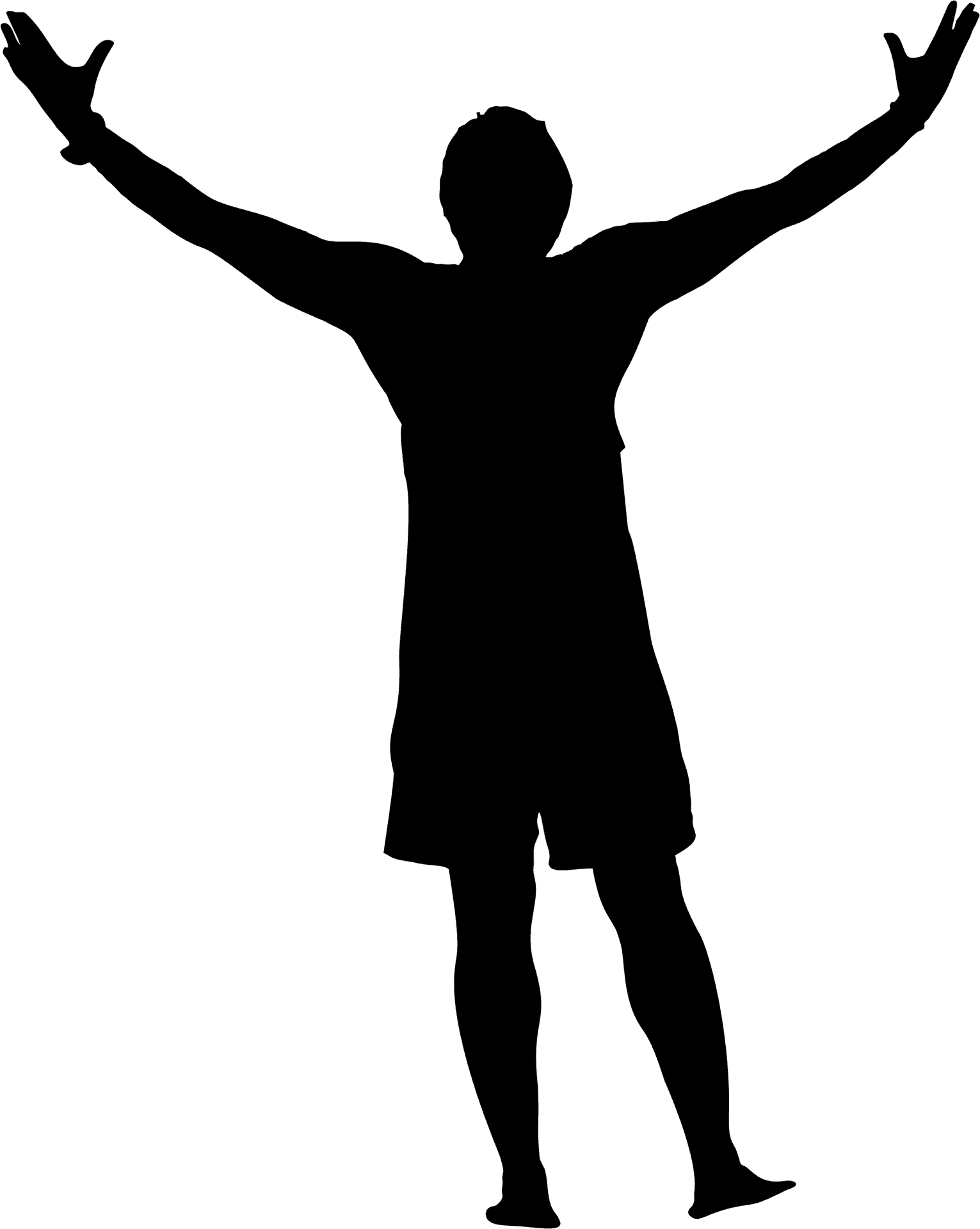 Person Silhouette Arms Raised Victory Pose PNG image