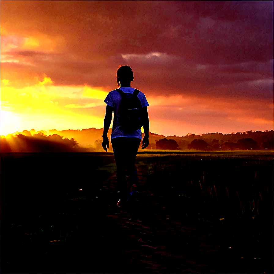 Person Walking At Sunrise Png Srd PNG image