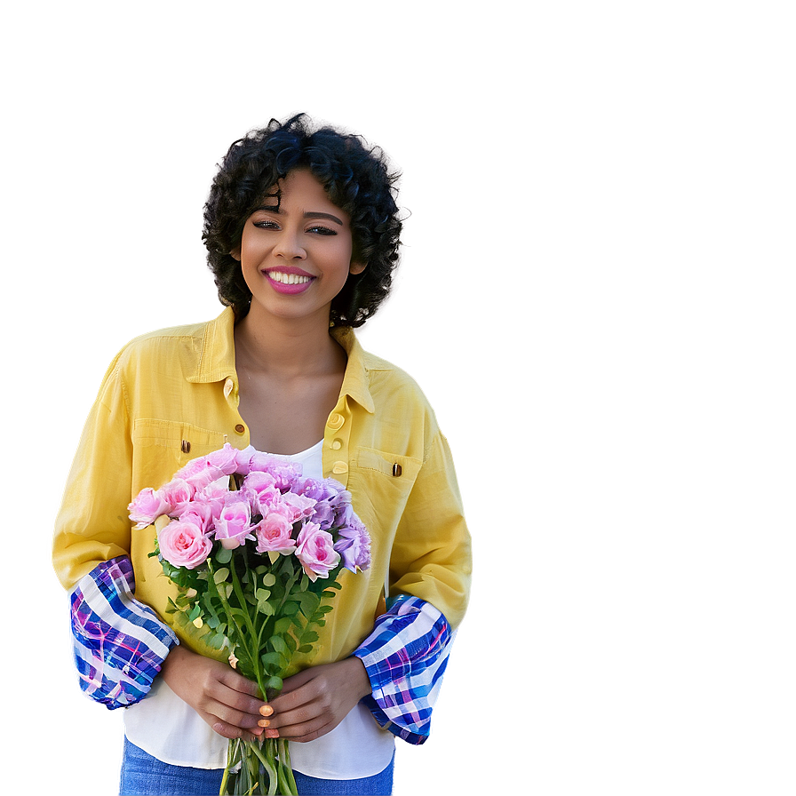 Person With Flowers Png 05042024 PNG image