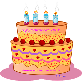 Personalized Birthday Cake Illustration PNG image