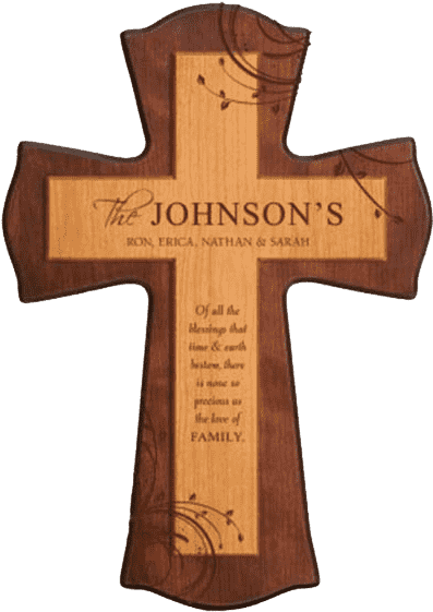 Personalized Family Name Wooden Cross PNG image