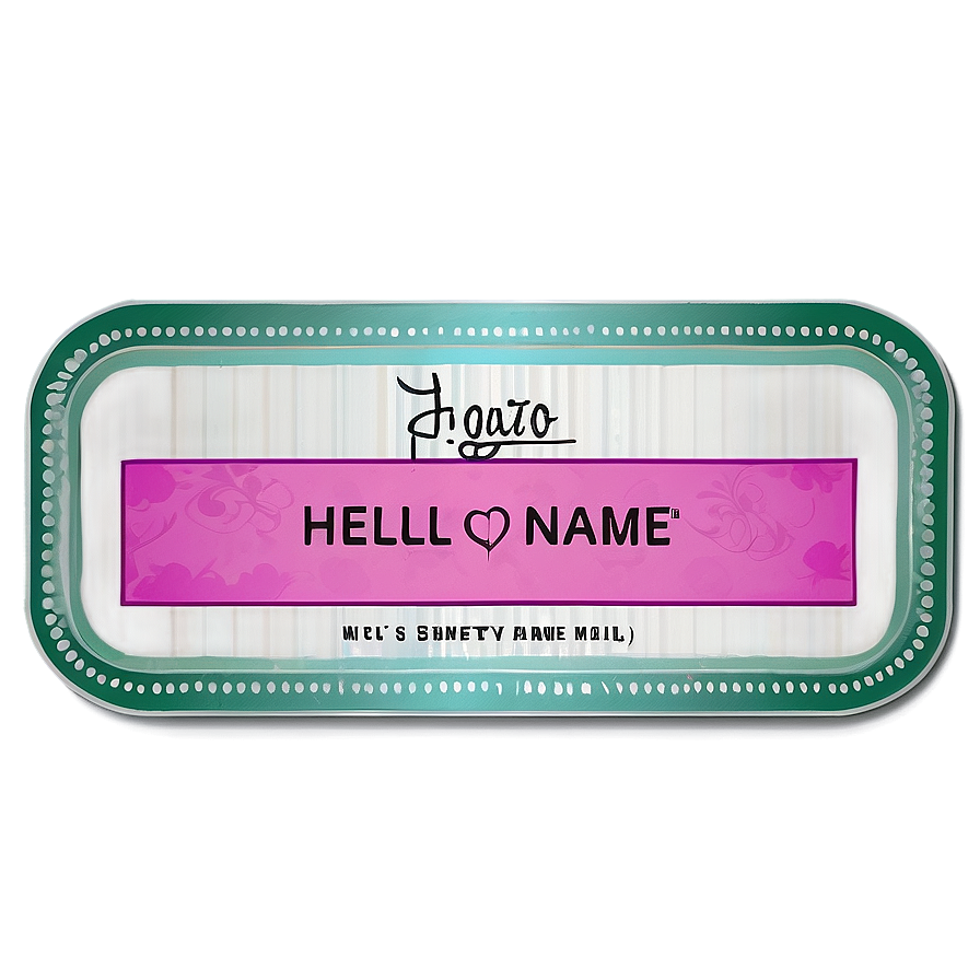 Personalized Hello My Name Is Label Png Djq PNG image