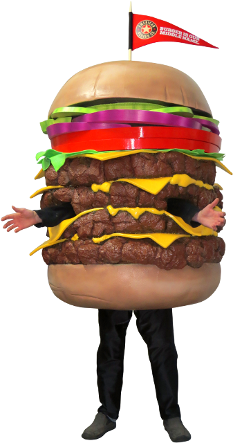 Personin Burger King Whopper Costume PNG image