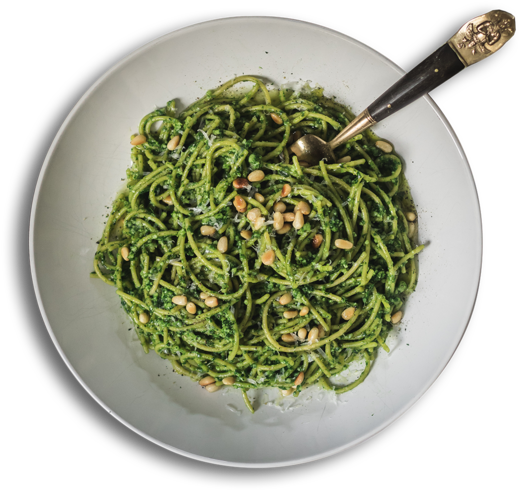 Pesto Spaghettiwith Pine Nuts PNG image