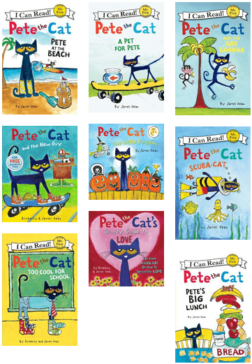 Pete The Cat Book Covers Collection PNG image
