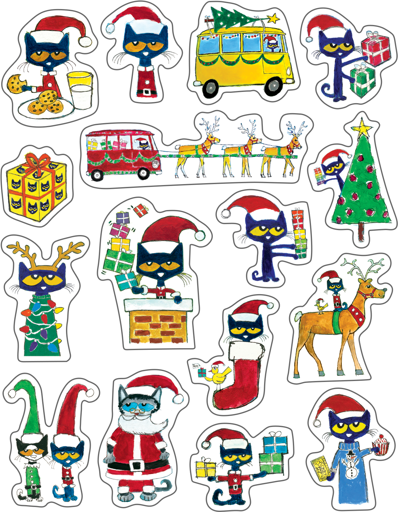 Pete The Cat Christmas Stickers PNG image