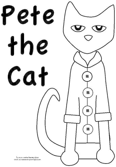 Pete The Cat Coloring Page PNG image