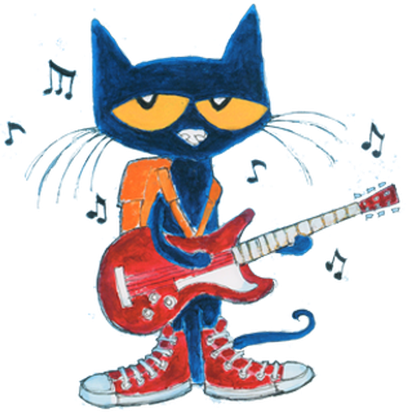 Pete The Cat Guitar Jamming PNG image