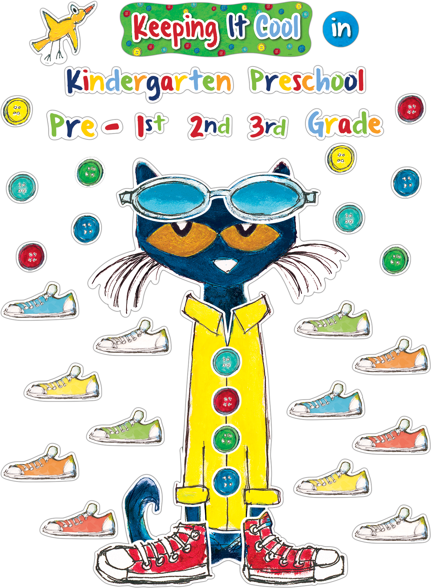 Pete The Cat Keeping It Cool Educational Poster PNG image