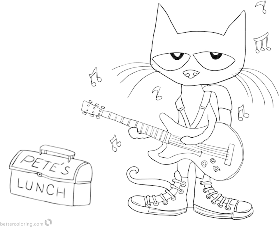 Pete The Cat Playing Guitar PNG image