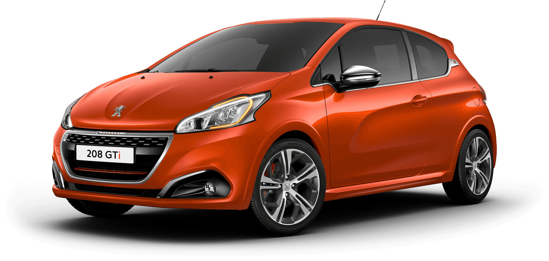 Peugeot208 G Ti Orange Side View PNG image