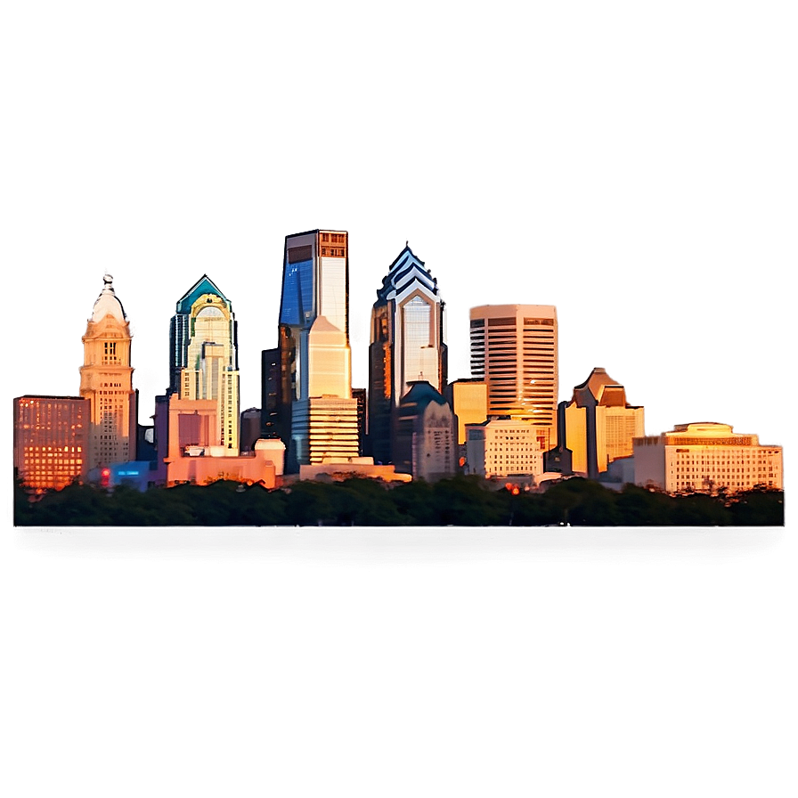 Philadelphia Skyline During Golden Hour Png 41 PNG image