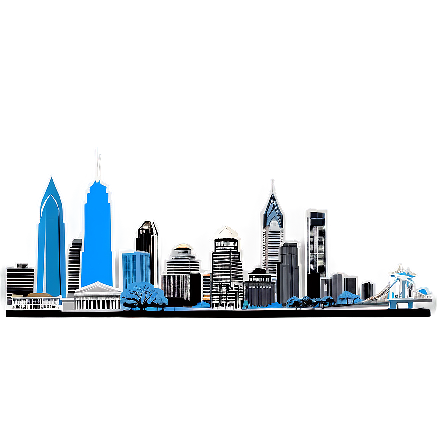 Philadelphia Skyline With Blue Sky Png Vrl PNG image