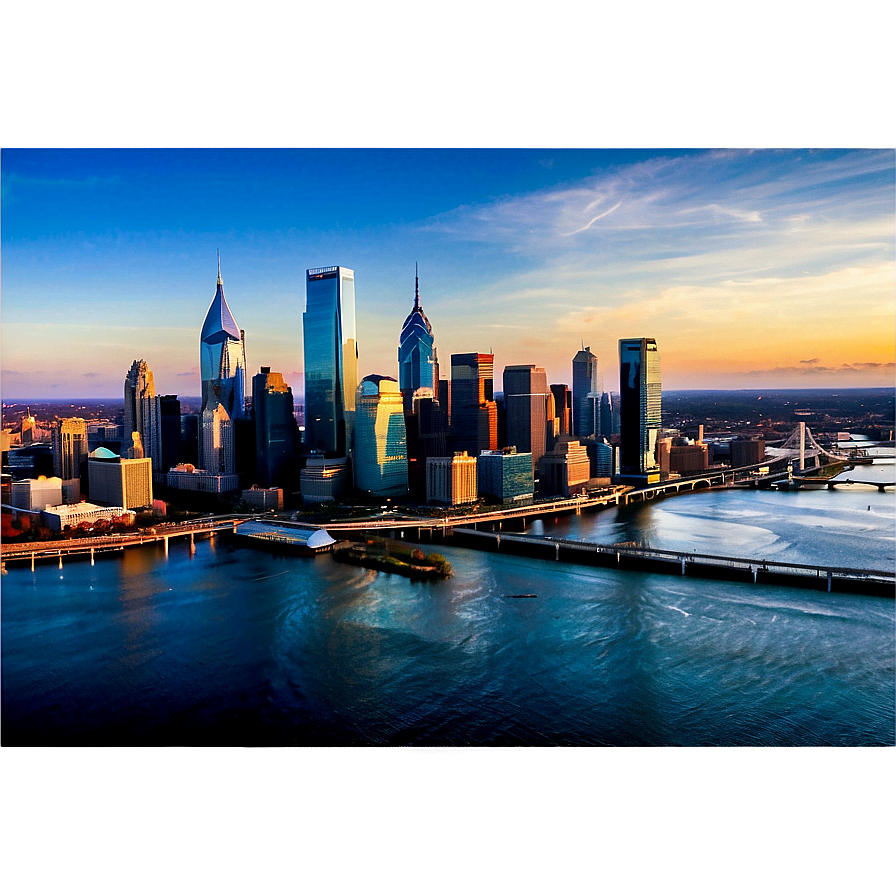 Philadelphia Skyline With Drone View Png 06252024 PNG image