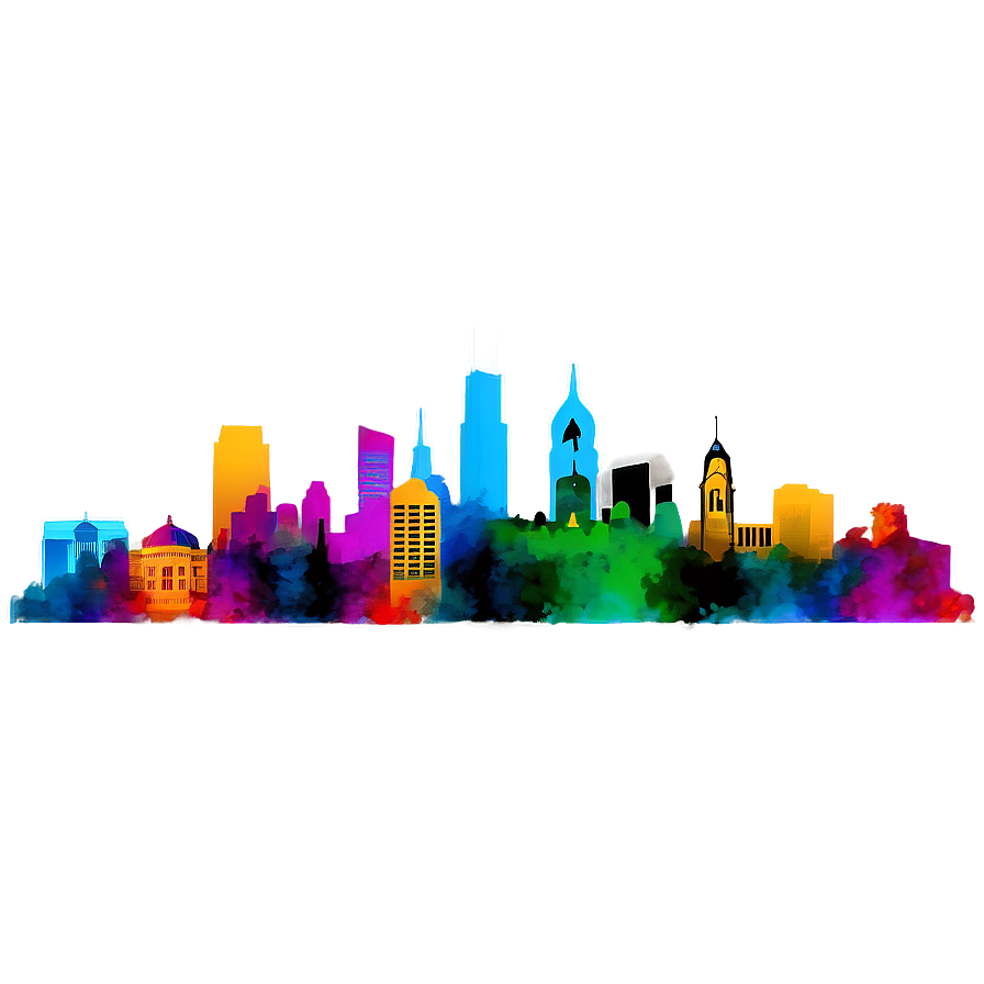 Philadelphia Skyline With Landmarks Png Vec PNG image