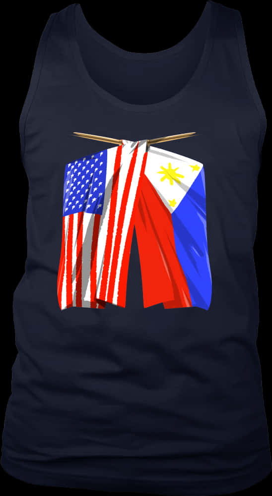 Philippineand American Flagson Shirt PNG image