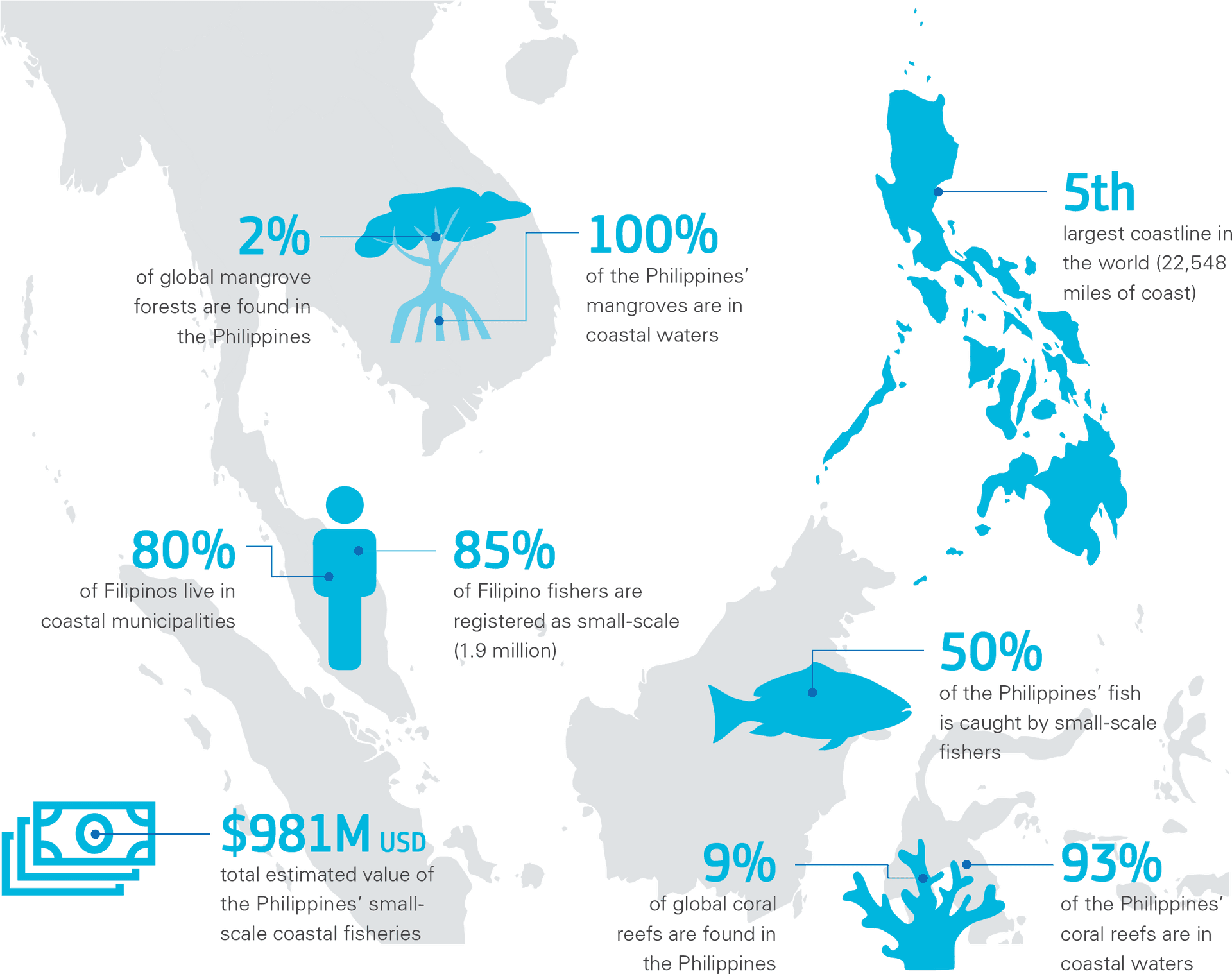 Philippines Coastal Statistics Infographic PNG image