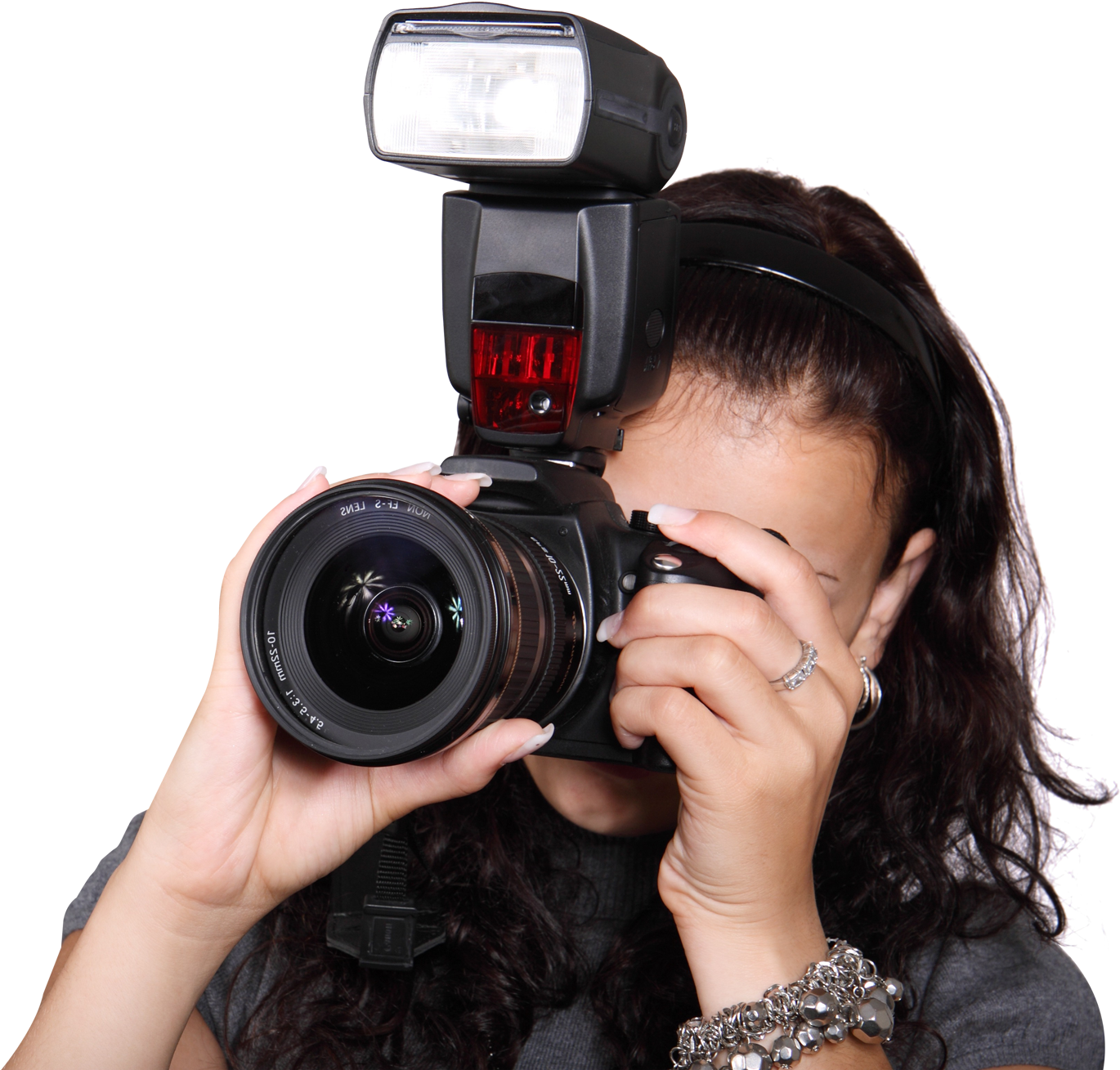 Photographerin Actionwith Cameraand Flash PNG image